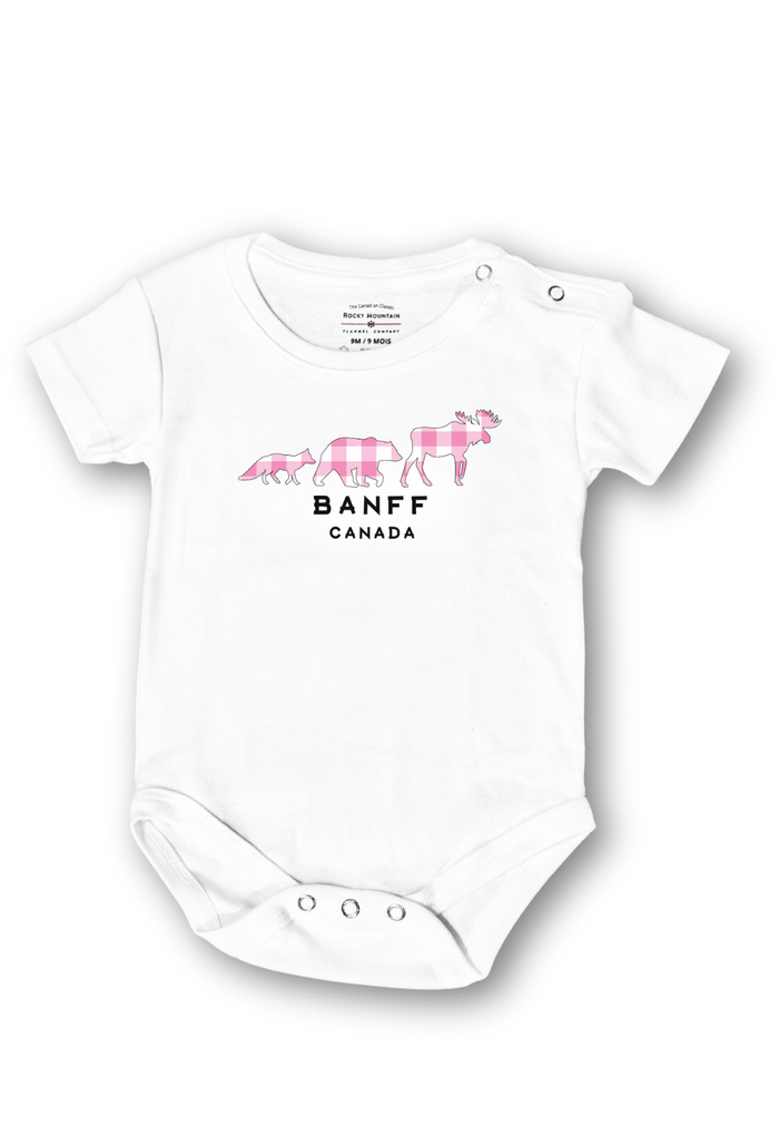 Baby White and Pink 3 Animals with Banff Onesie