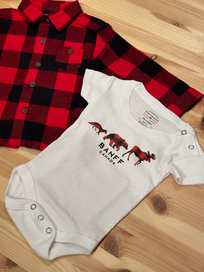 Baby White and Red 3 Animals with Banff Onesie