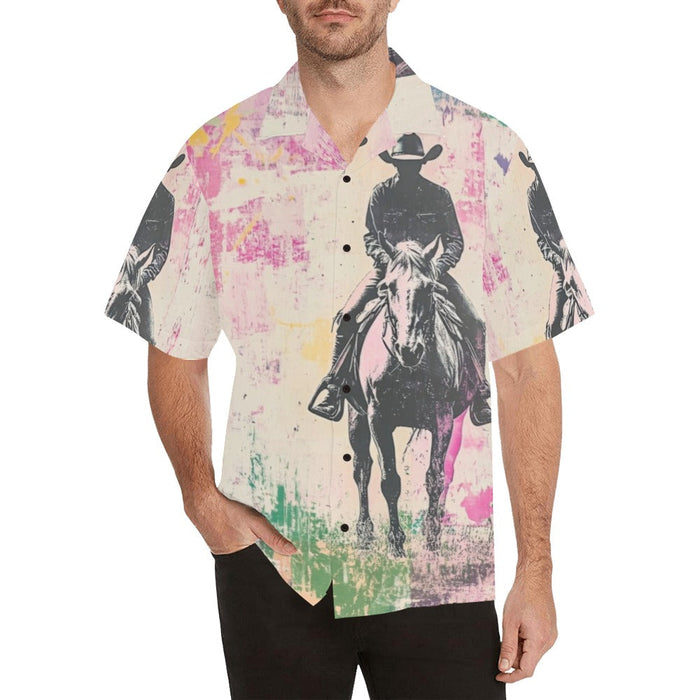 Baha Ranch Retro Pop Western Trail Ride Men's Camp Shirt