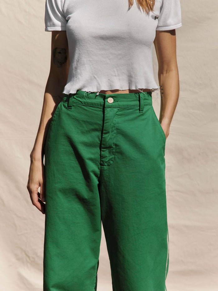 Gray baker striped trouser in kelly green