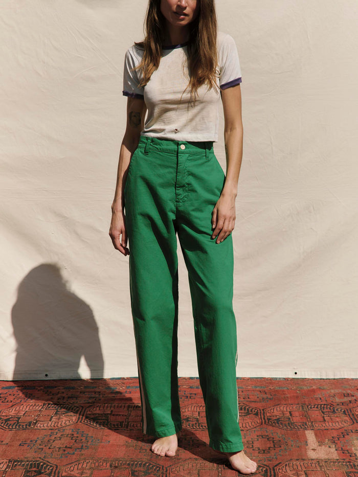 Gray baker striped trouser in kelly green