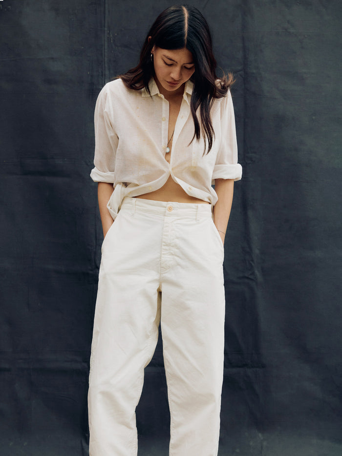 Gray baker striped trouser in white