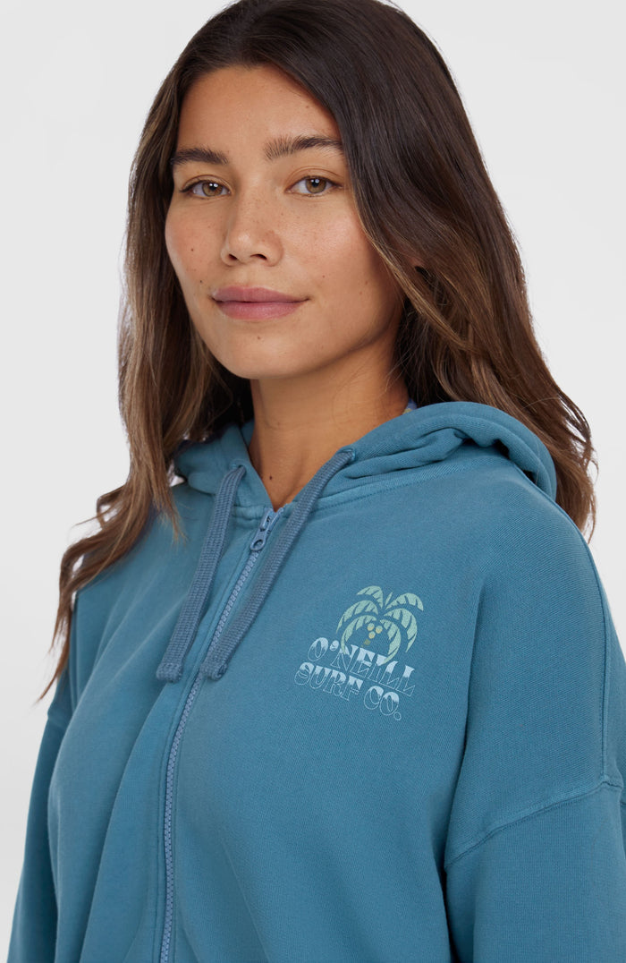 Beach Vintage Full Zip Hoodie | Copen Blue