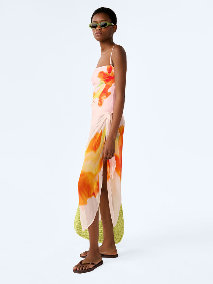Beliza Sarong in Pink Glitched Floral Placement