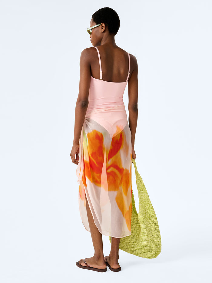 Beliza Sarong in Pink Glitched Floral Placement