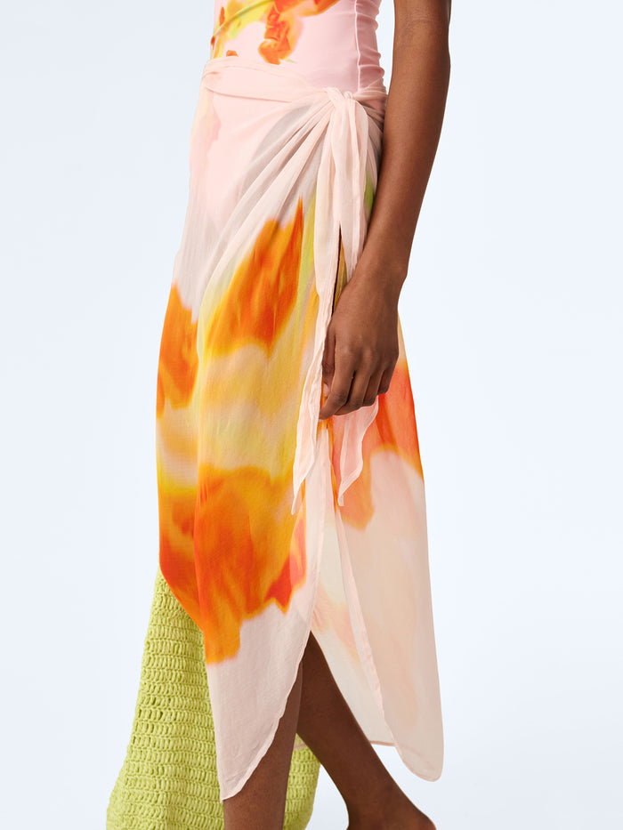 Beliza Sarong in Pink Glitched Floral Placement
