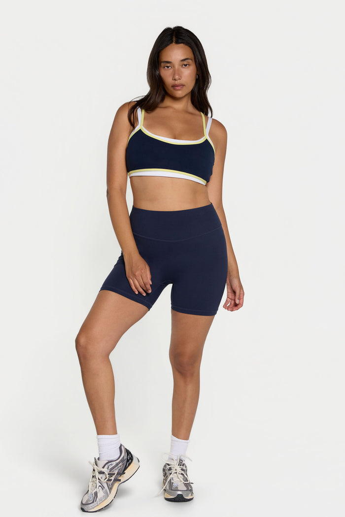 Binding Layered Bra - Navy/Lemon