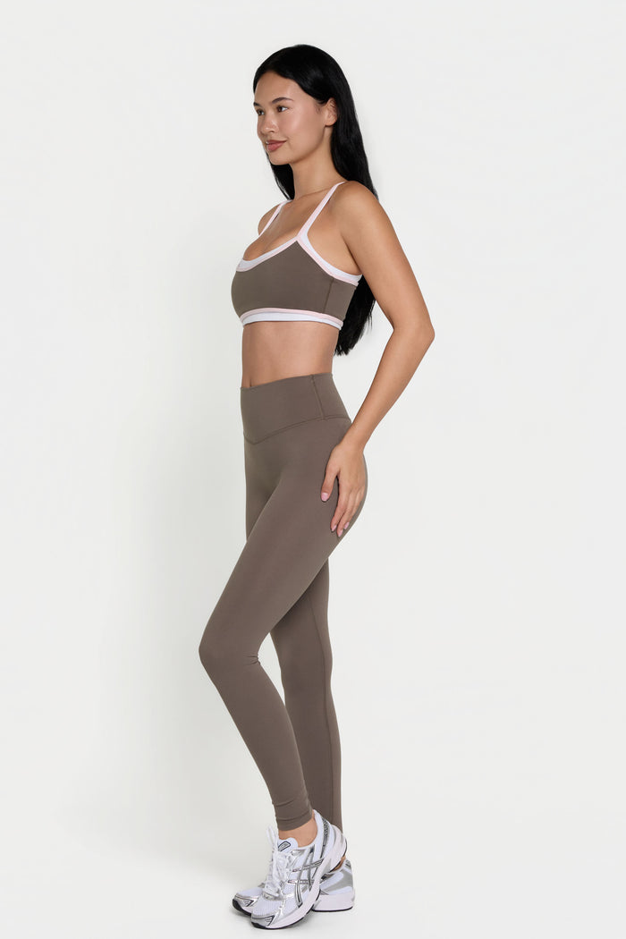 Binding Layered Bra - Walnut/Pink