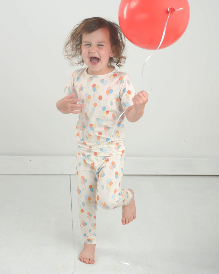 Birthday Balloon Bamboo Pajamas for Kids – Two Piece Set