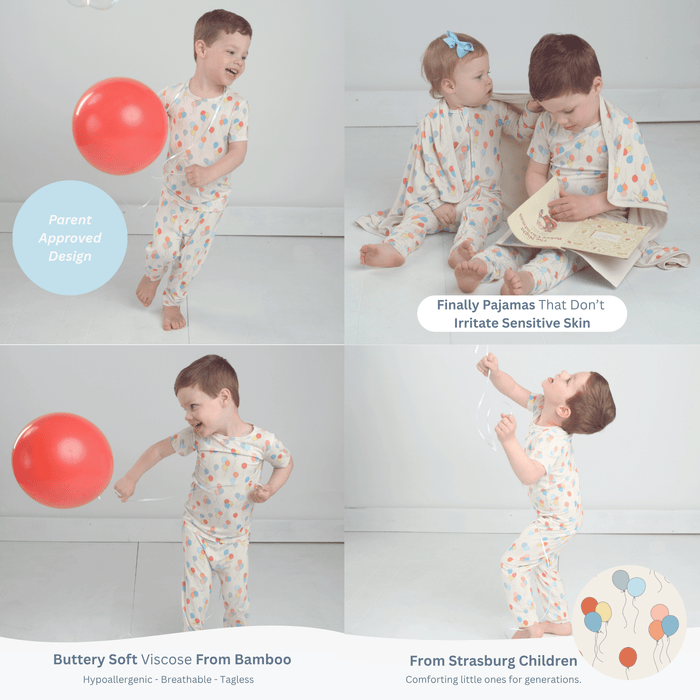 Birthday Balloon Bamboo Pajamas for Kids – Two Piece Set