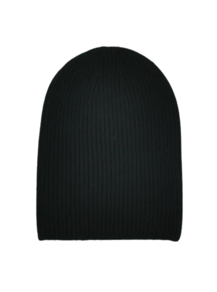 Black CashWool Fold Over Beanie