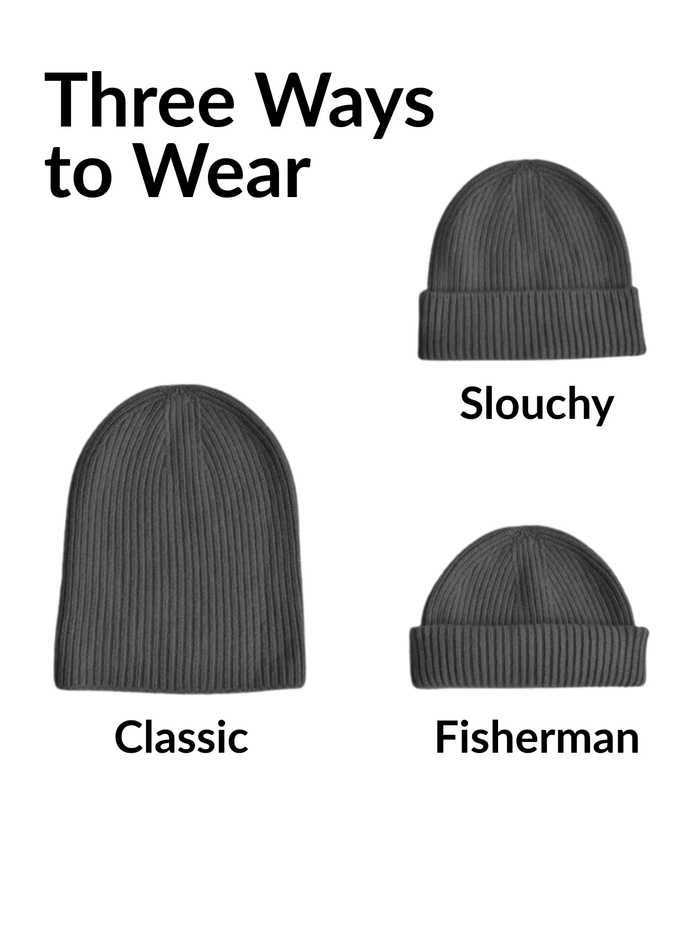 Black CashWool Fold Over Beanie