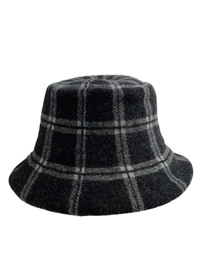 Plaid bucket hat on a white background