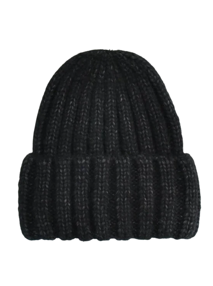 Black Thick Ribbed Beanie