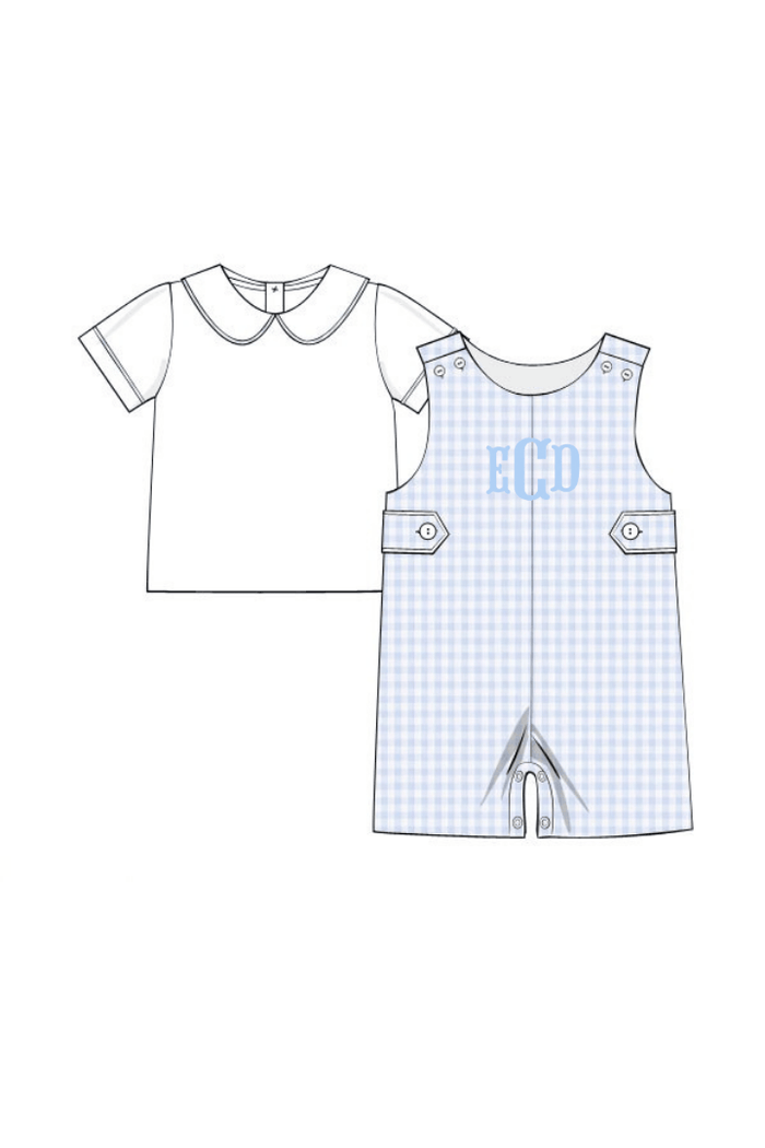 The Smocked Flamingo Apparel & Accessories Pre-Order Blue Gingham 2Pc Jon Jon