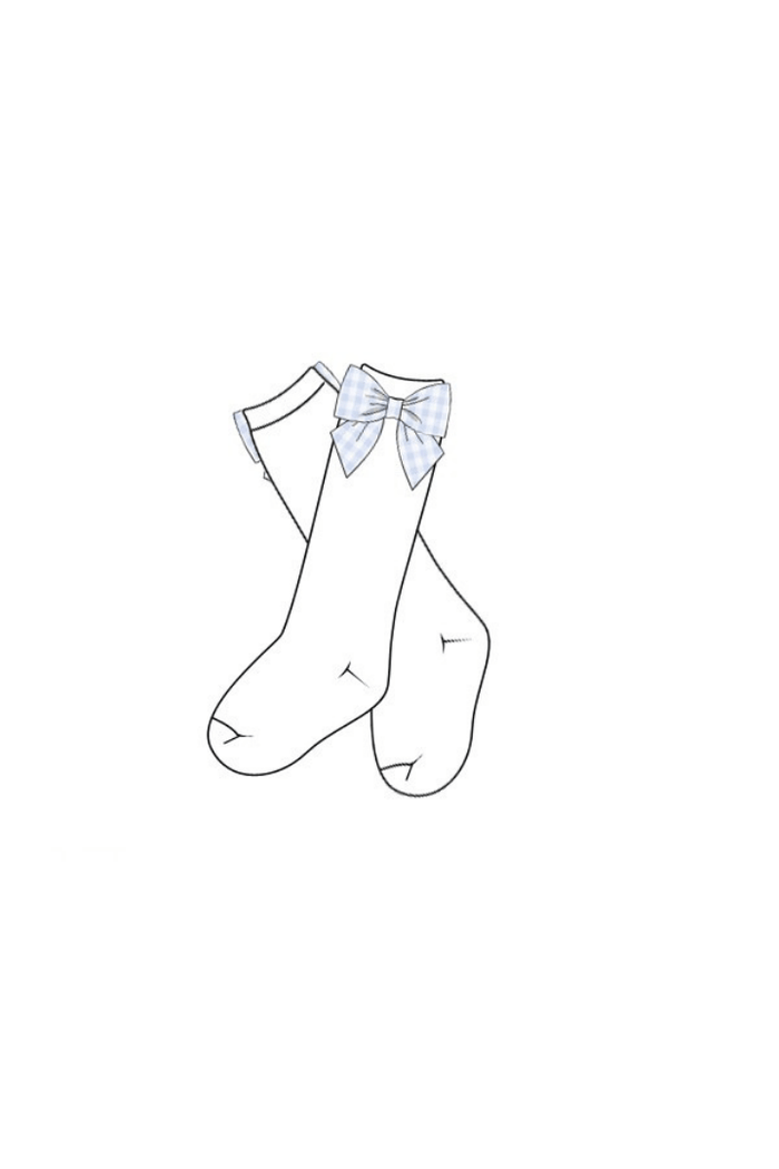 The Smocked Flamingo Apparel & Accessories Pre-Order Blue Gingham Bow Socks