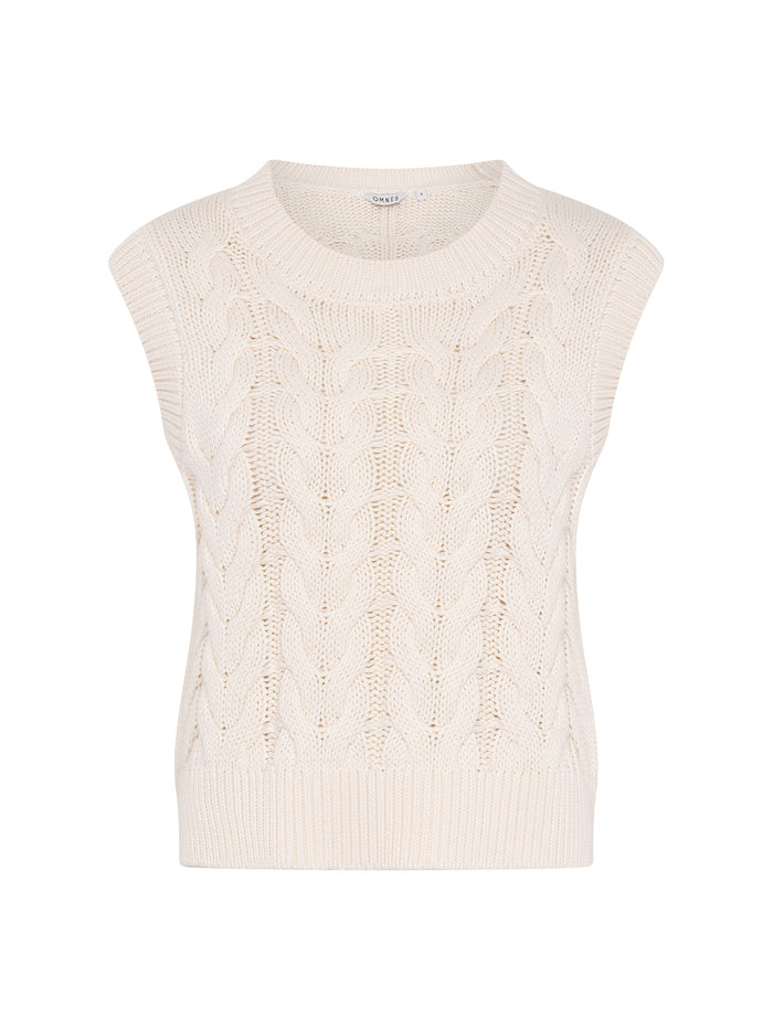 Bobbi Cable Knit Vest in Cream