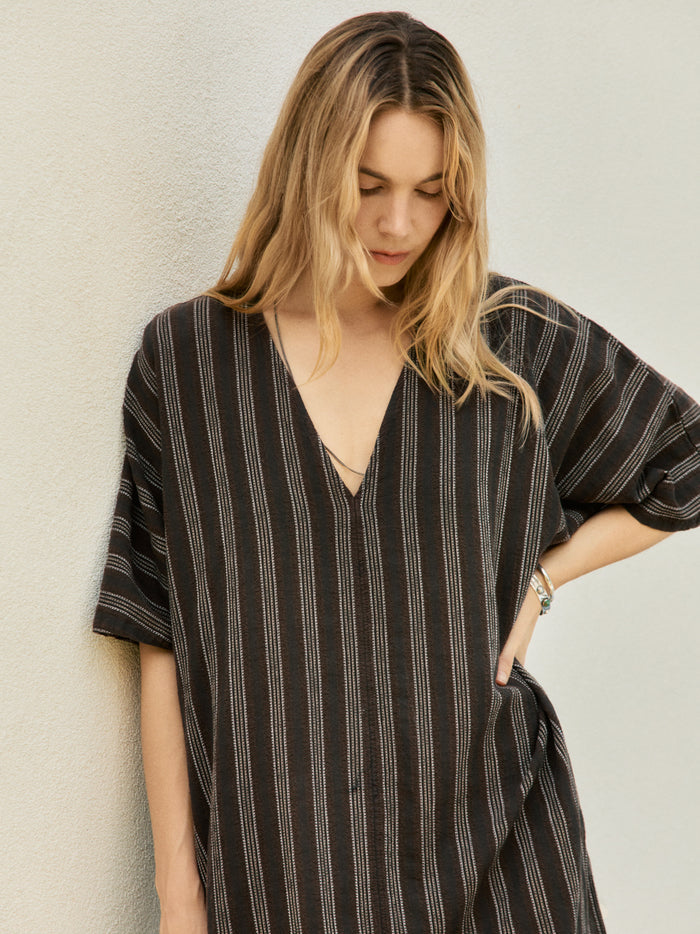 Light Gray brown stripe caftan