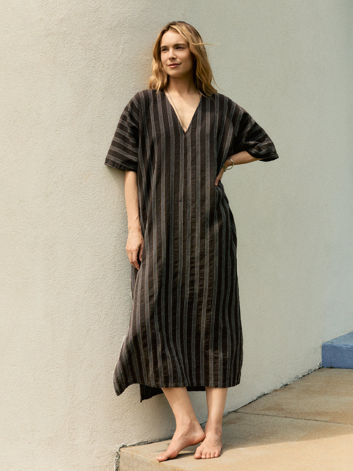 Dark Gray brown stripe caftan