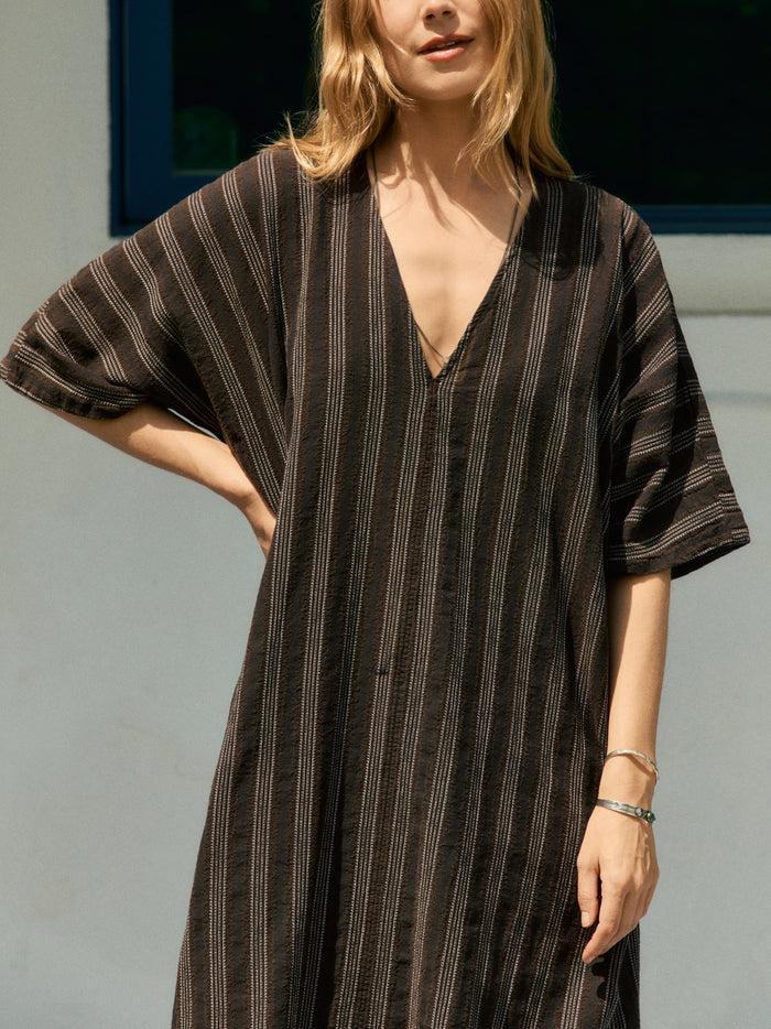 Dark Gray brown stripe caftan