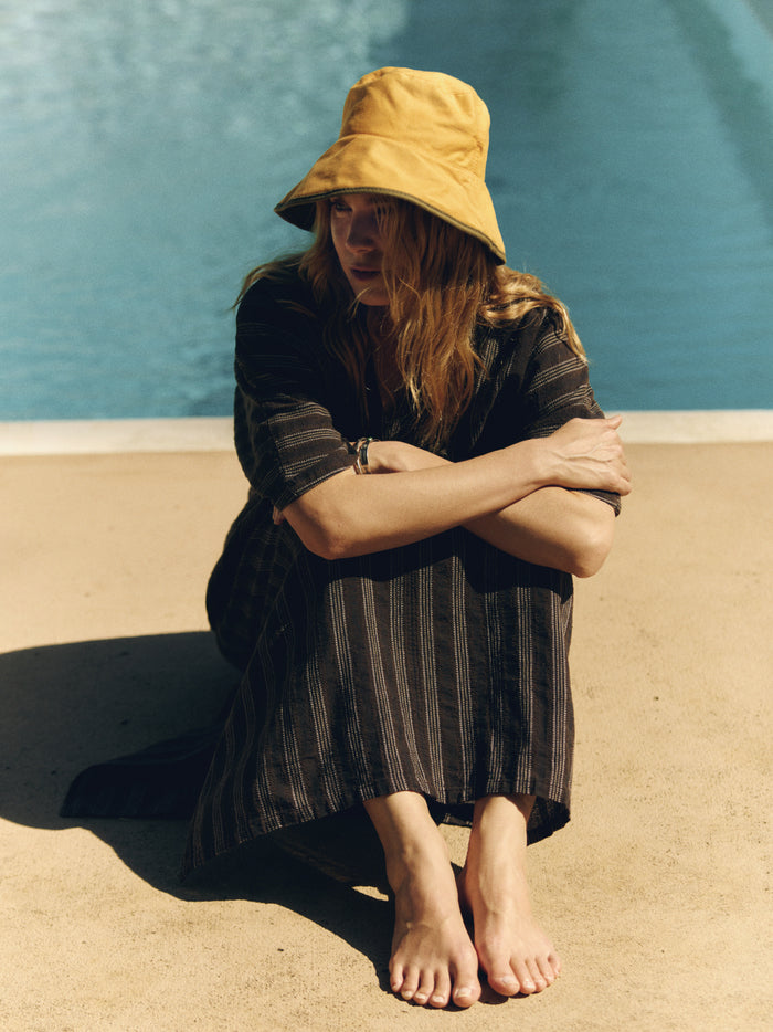 Light Goldenrod brown stripe caftan