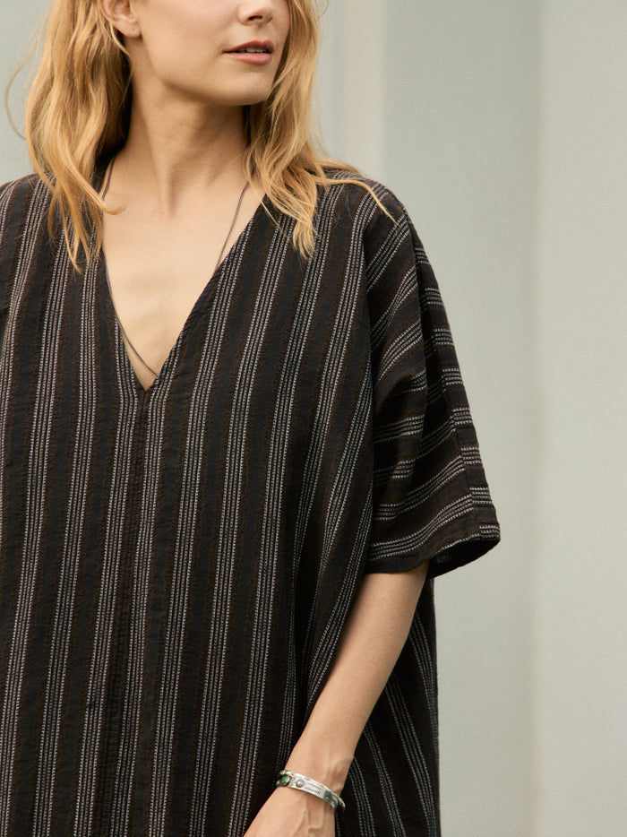 Dark Gray brown stripe caftan