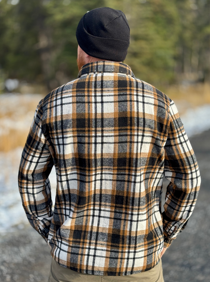 Brush Flannel Shacket / Black Camel Plaid