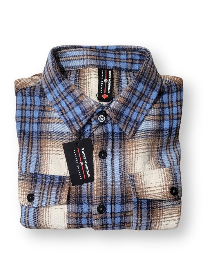 Brush Flannel Shacket /  Blue & Sand Plaid