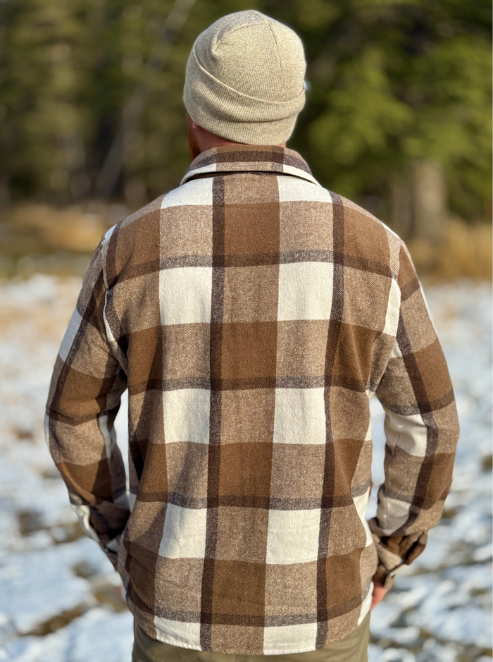 Brush Flannel Shacket / Mocha Squares