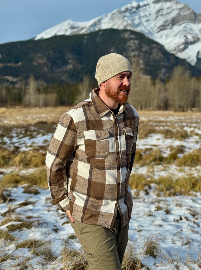 Brush Flannel Shacket / Mocha Squares