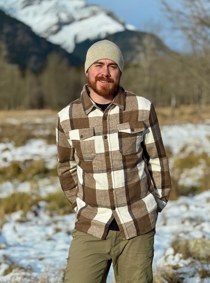 Brush Flannel Shacket / Mocha Squares
