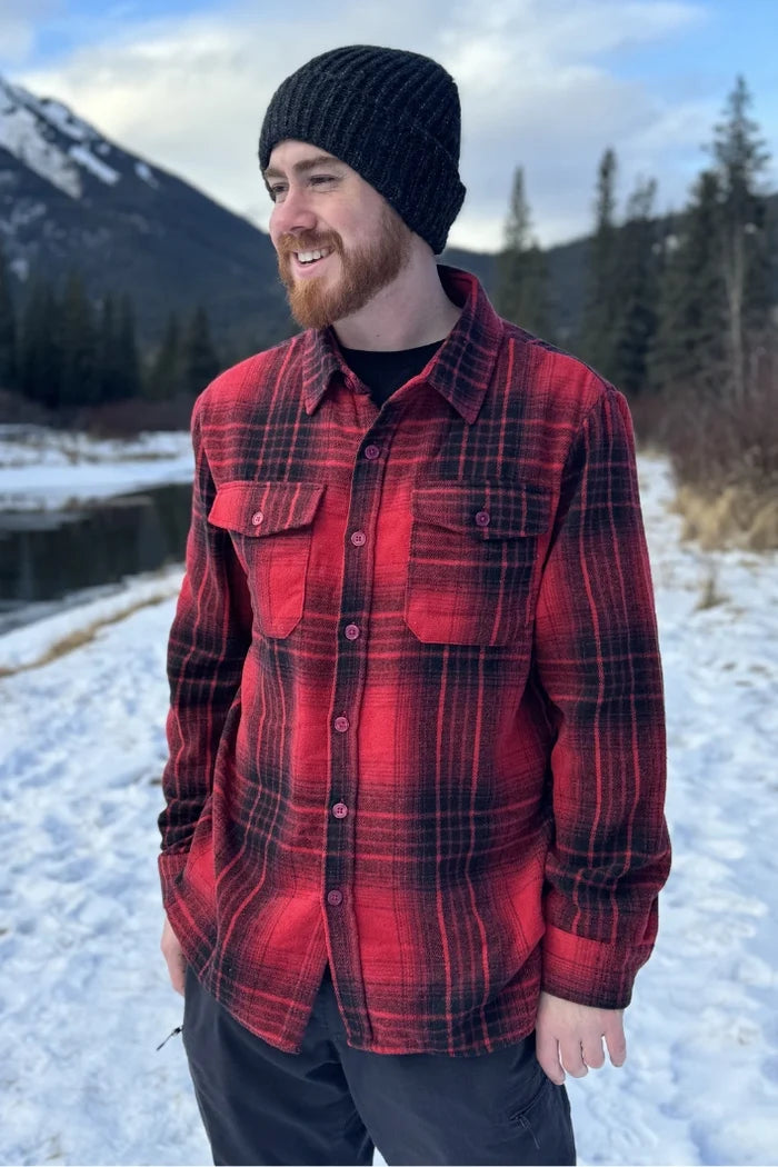 Classic canadian flannel in red and black plaid