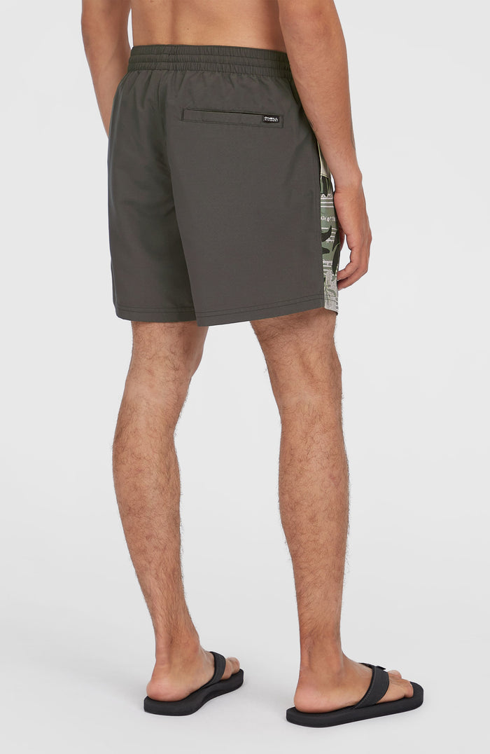 Cali Block 15'' Swim Shorts | Green Dusty Flower