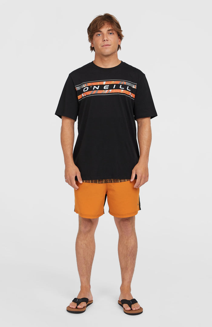 Cali Block 15'' Swim Shorts | Orange Pressed Lines
