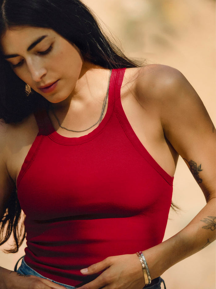 Saddle Brown cardinal ribbed racerback tank