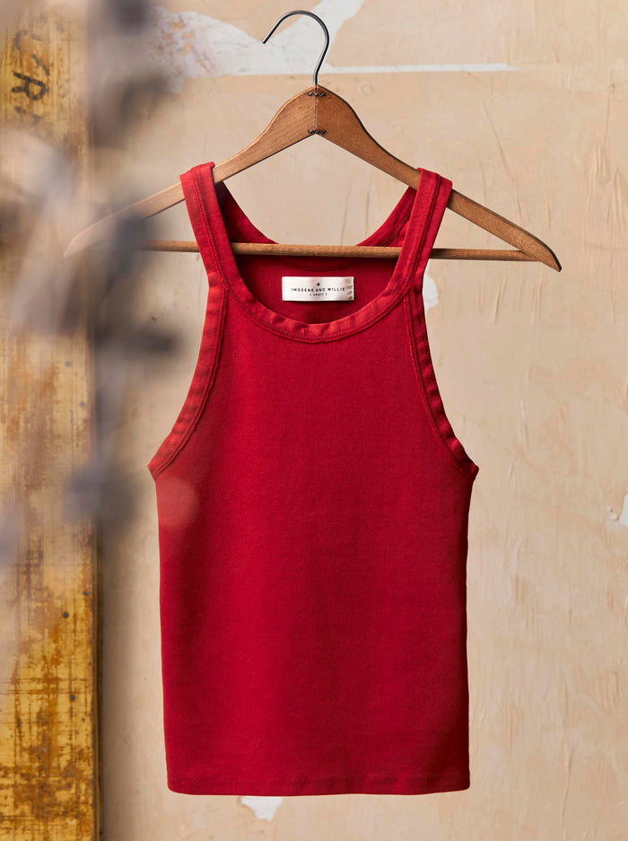 Tan cardinal ribbed racerback tank