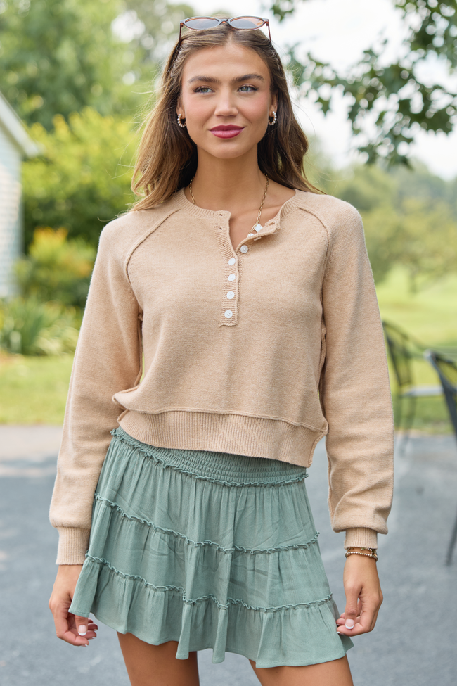 Casey Taupe Henley Pullover