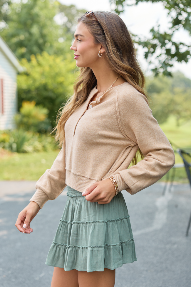 Casey Taupe Henley Pullover