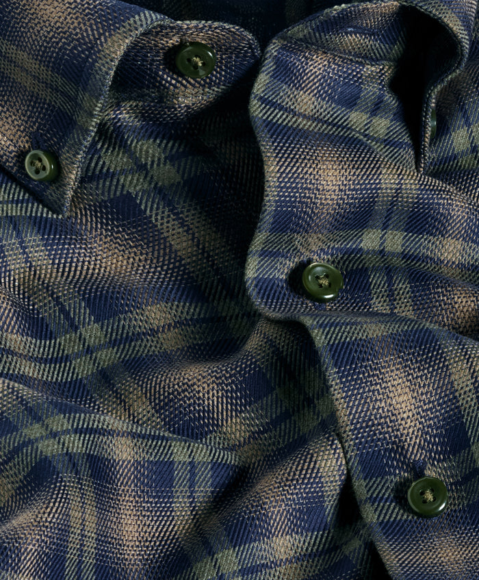 CBBD13821492 | Navy & Olive Melange Check Sport Shirt
