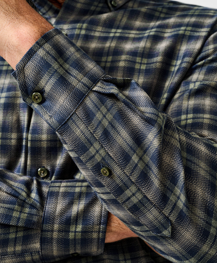 CBBD13821492 | Navy & Olive Melange Check Sport Shirt