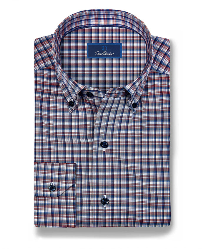 CBBD13826401 | Navy & Spice Check Sport Shirt