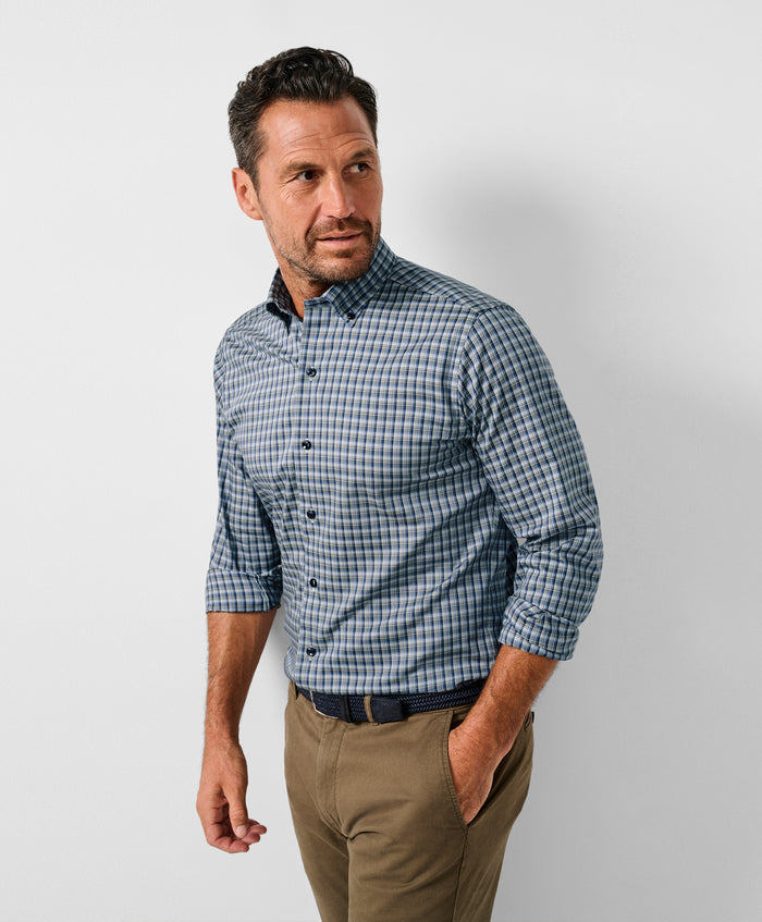 CBBD13826492 | Navy & Olive Check Sport Shirt