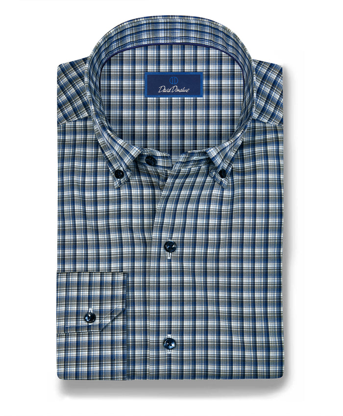 CBBD13826492 | Navy & Olive Check Sport Shirt