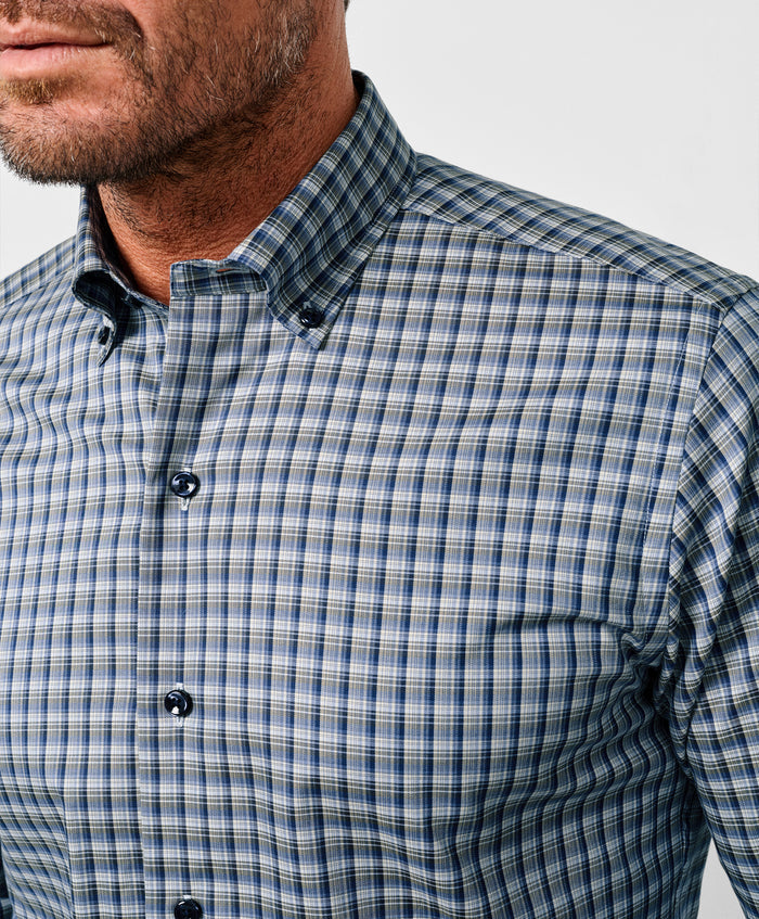 CBBD13826492 | Navy & Olive Check Sport Shirt