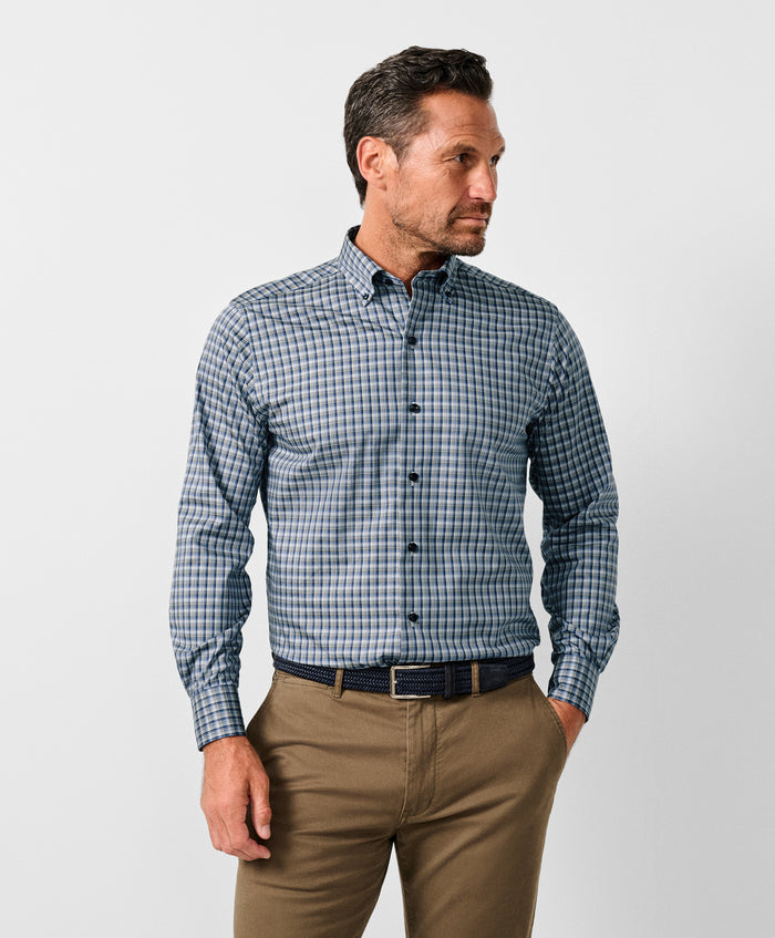 CBBD13826492 | Navy & Olive Check Sport Shirt
