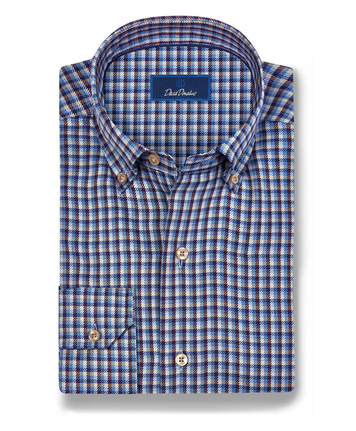 CBBD13831457 | Blue & Merlot Melange Check Sport Shirt