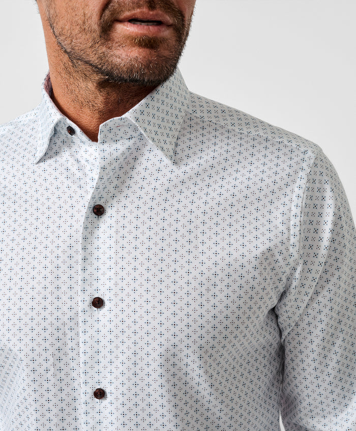 CHBD13210102 | White & Chocolate Neat Sport Shirt