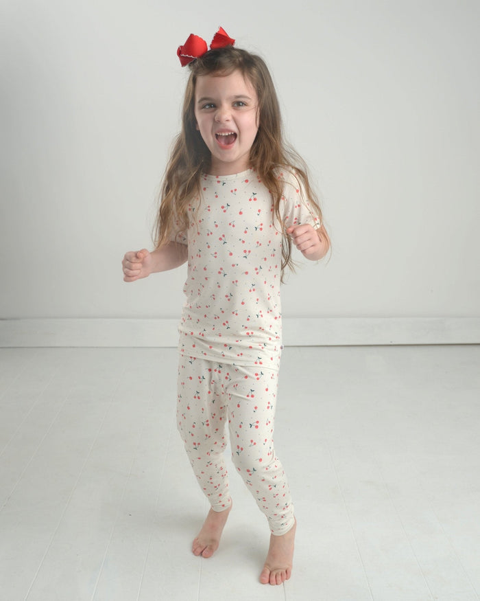 Cherry Bamboo Pajamas for Kids – Two Piece Set
