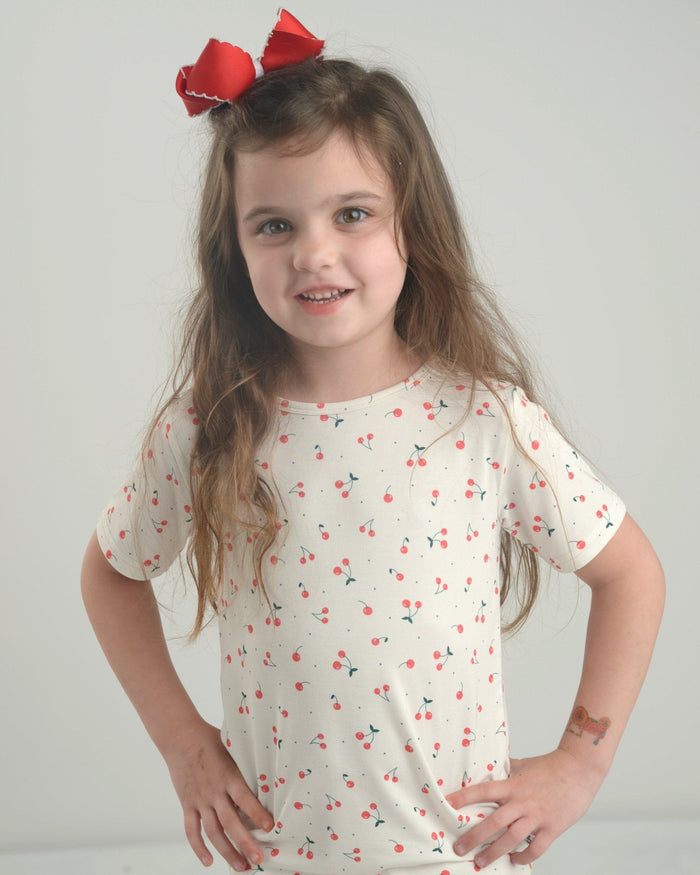 Cherry Bamboo Pajamas for Kids – Two Piece Set