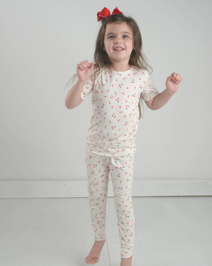 Cherry Bamboo Pajamas for Kids – Two Piece Set